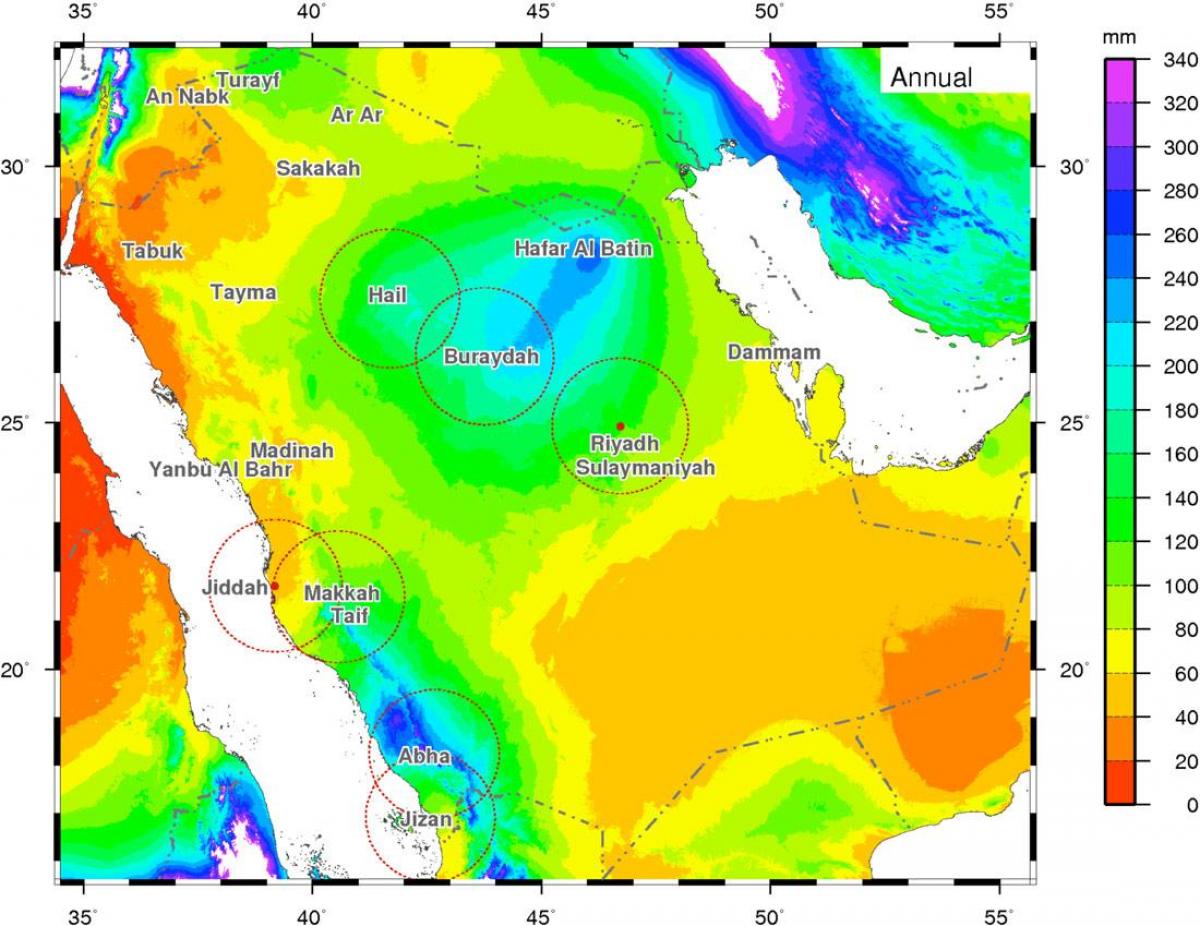 Mapa da Arábia saudita clima