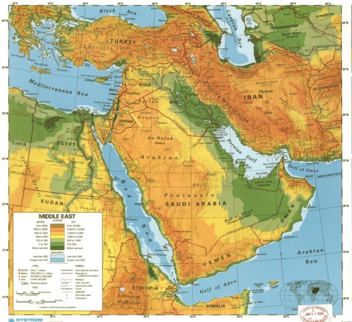 Mapa da Arábia saudita deserto