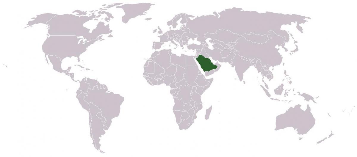 A Arábia saudita em um mapa do mundo