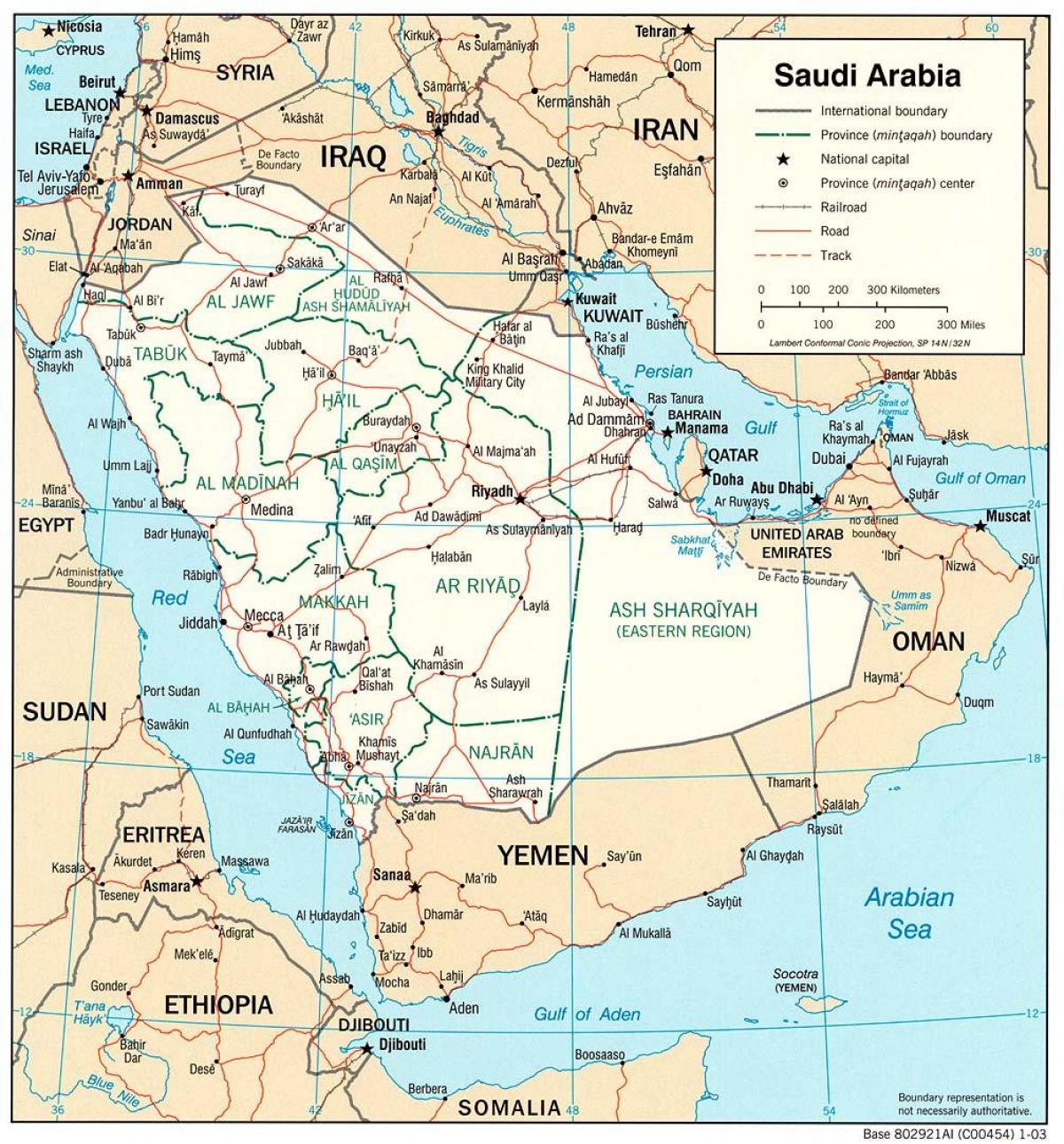 Mapa da Arábia saudita rota