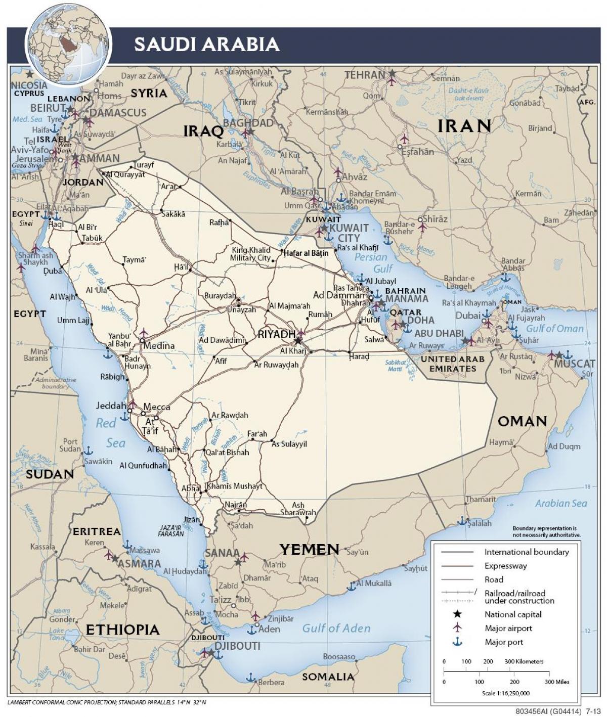 Mapa da Arábia saudita portas