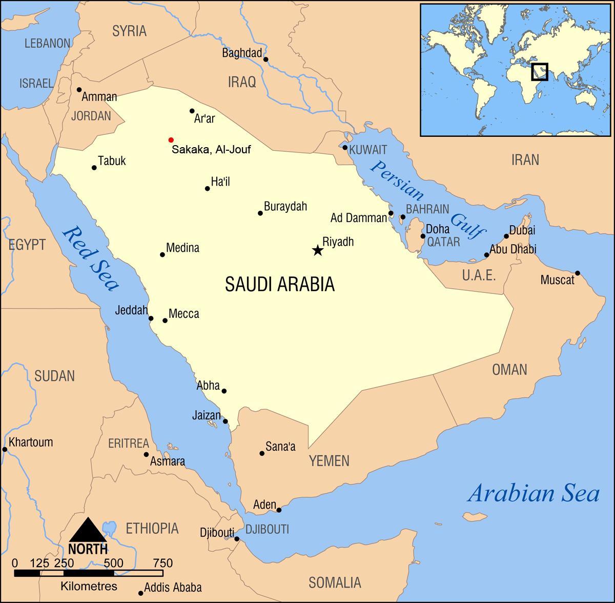 al-jouf mapa na Arábia saudita