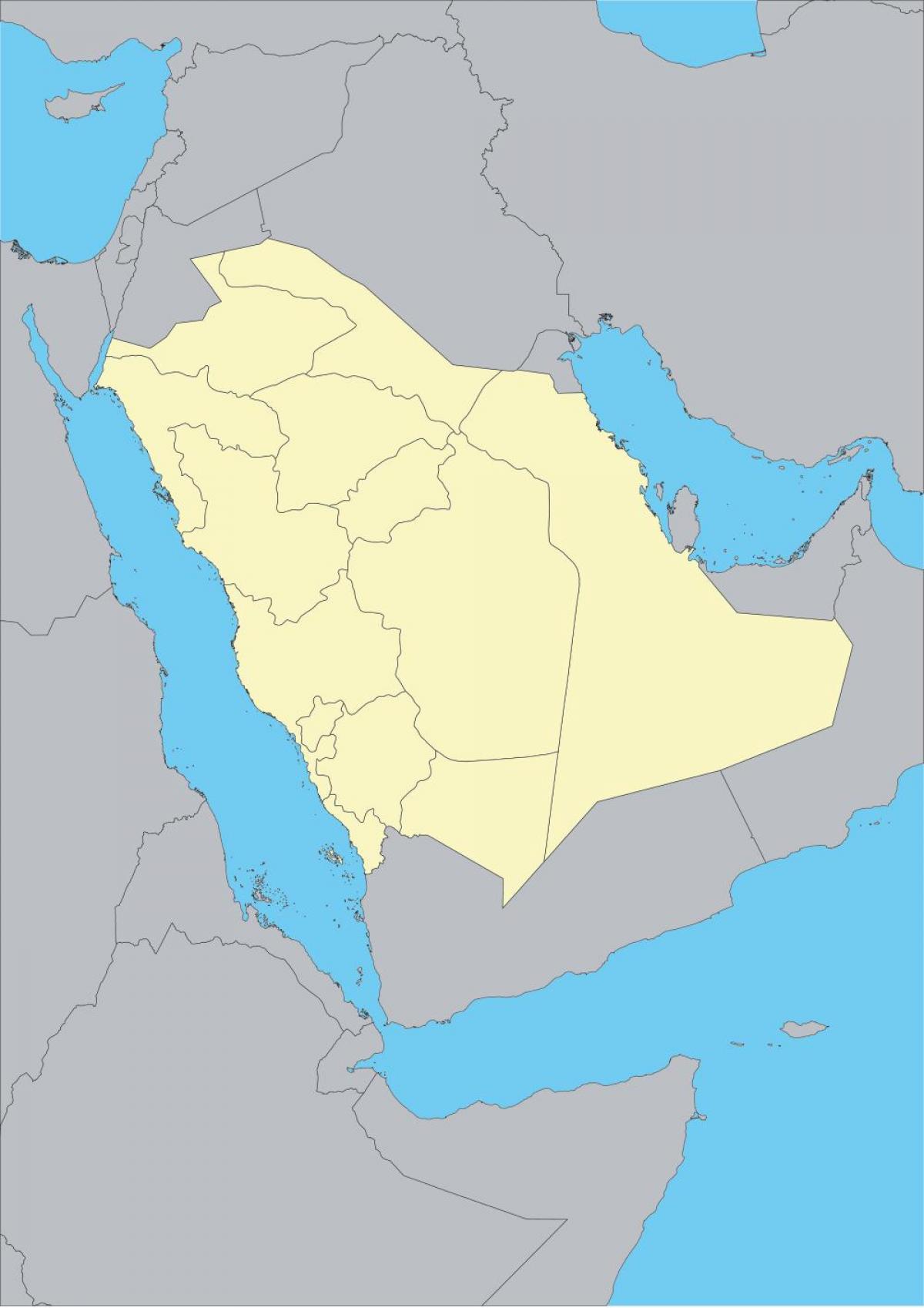 Mapa do mundo mostrando a Arábia saudita