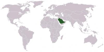 A Arábia saudita em um mapa do mundo