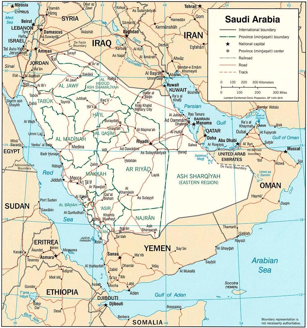 Mapa da Arábia saudita político