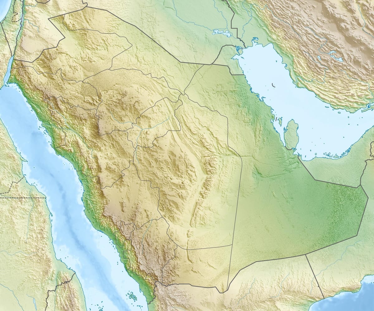 Mapa da Arábia saudita montanhas
