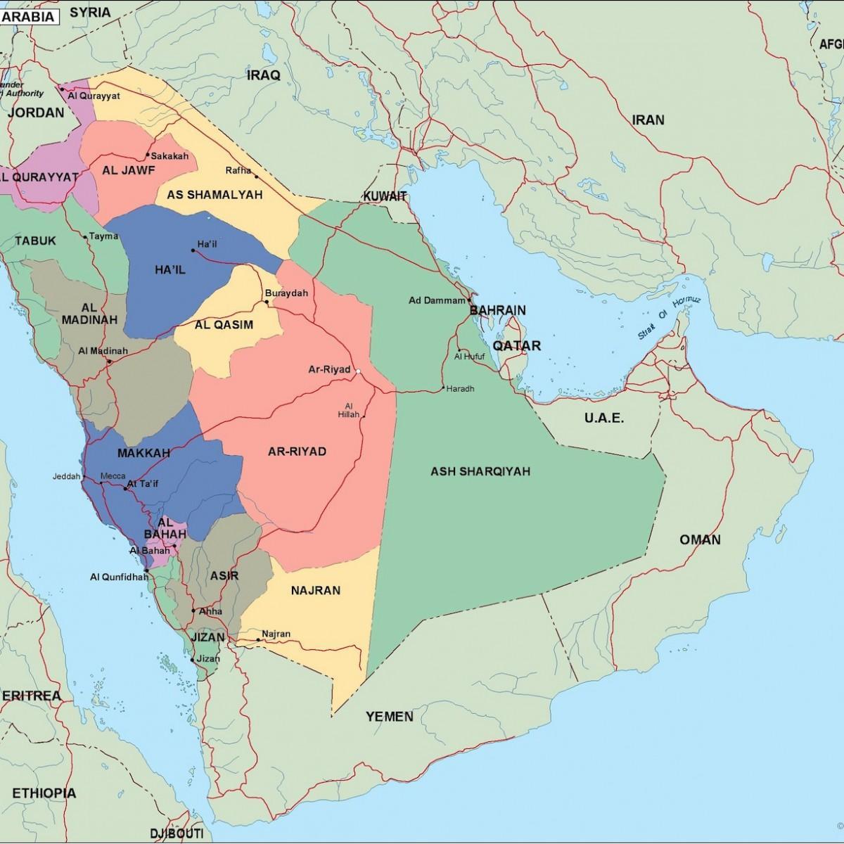 Mapa da Arábia saudita cidades