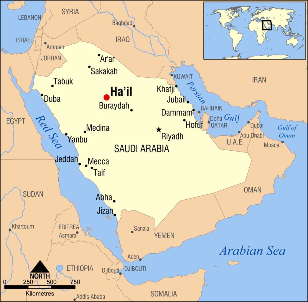 mapa da ave-Arábia saudita
