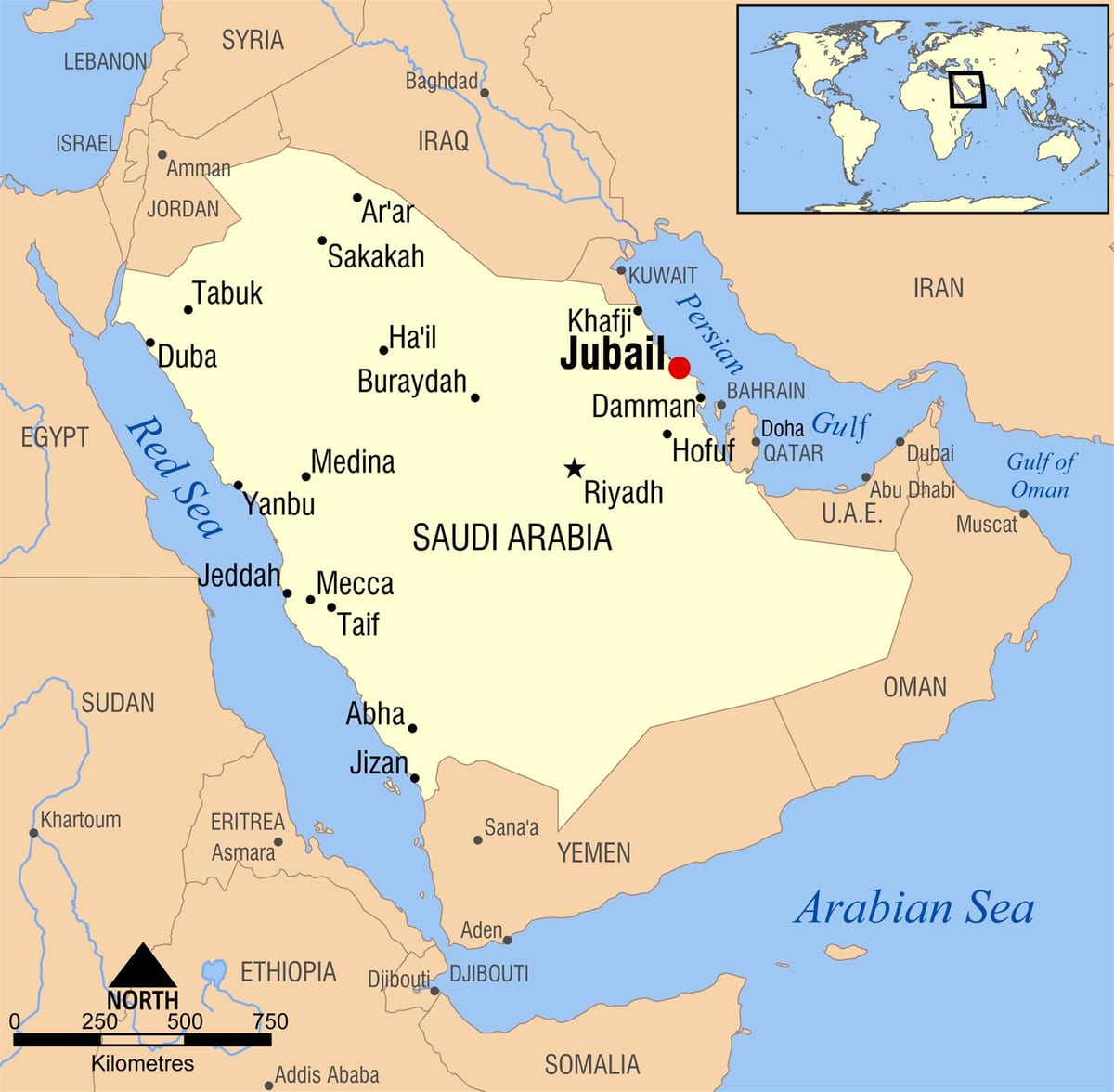 jubail KSA mapa