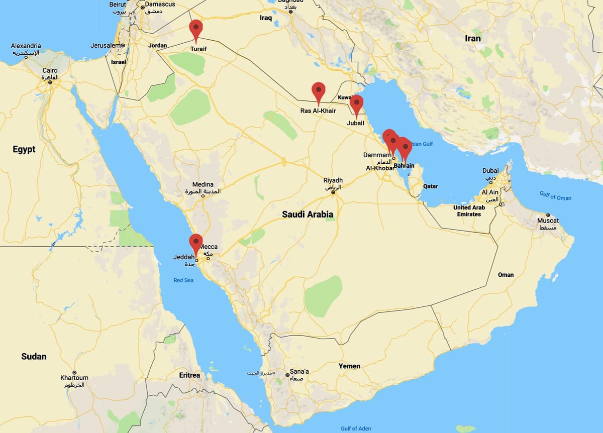 mapa da Arábia saudita de al khobar