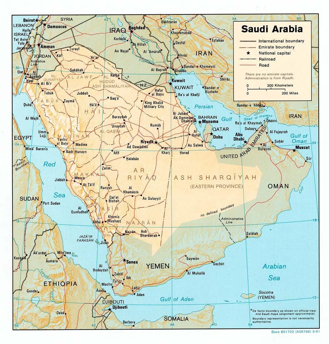 A Arábia saudita mapa hd