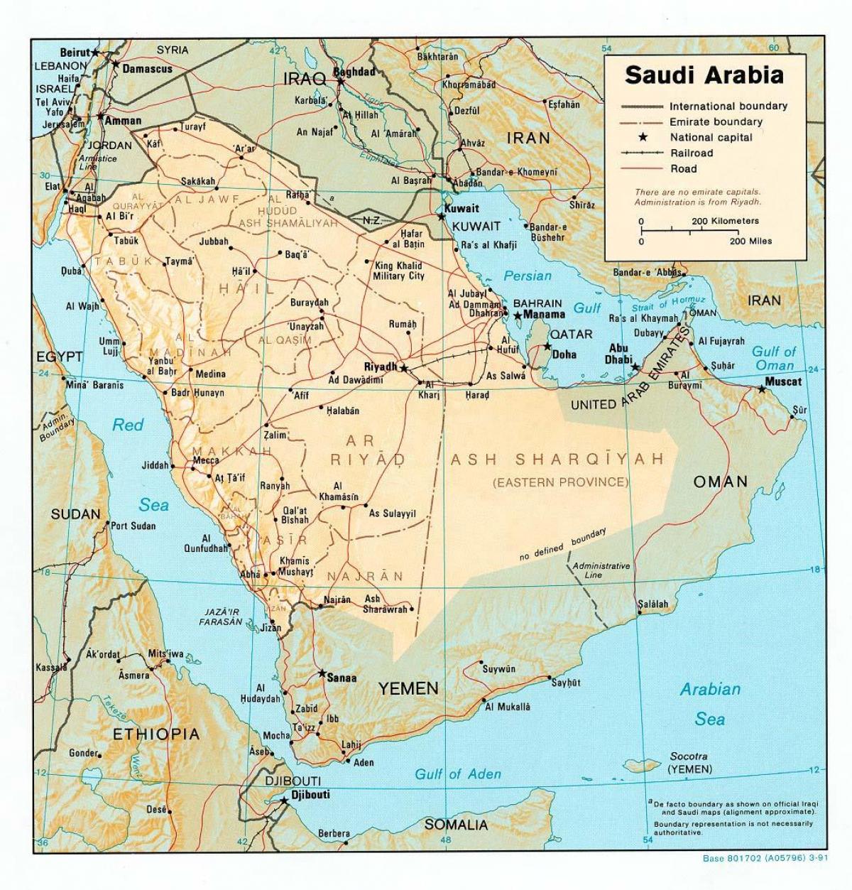 A Arábia saudita mapa hd