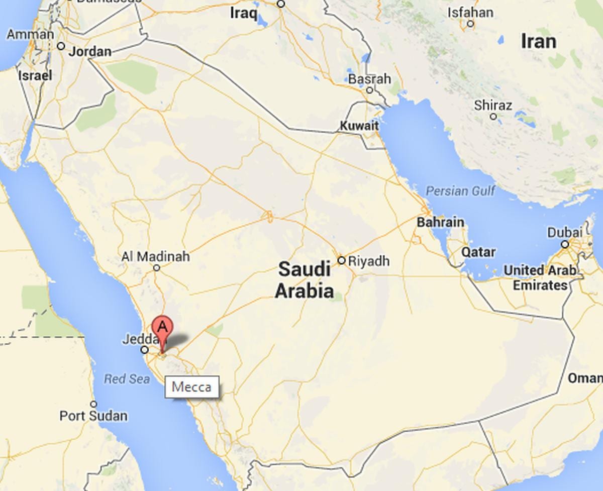 Mapa de meca na Arábia saudita