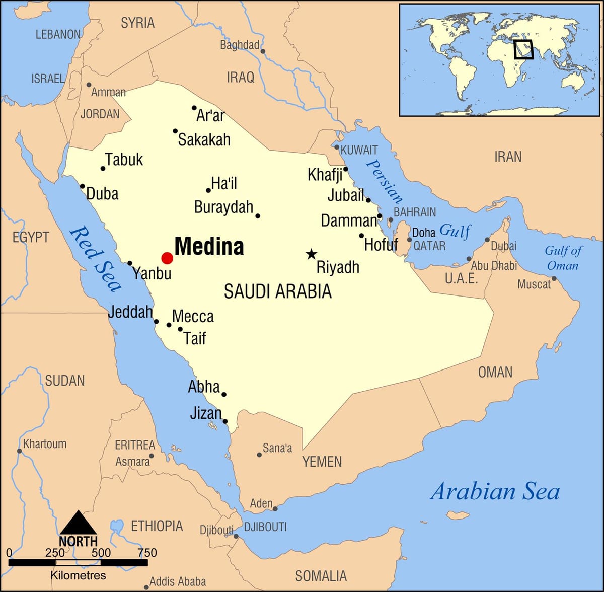 Mapa de medina, na Arábia saudita