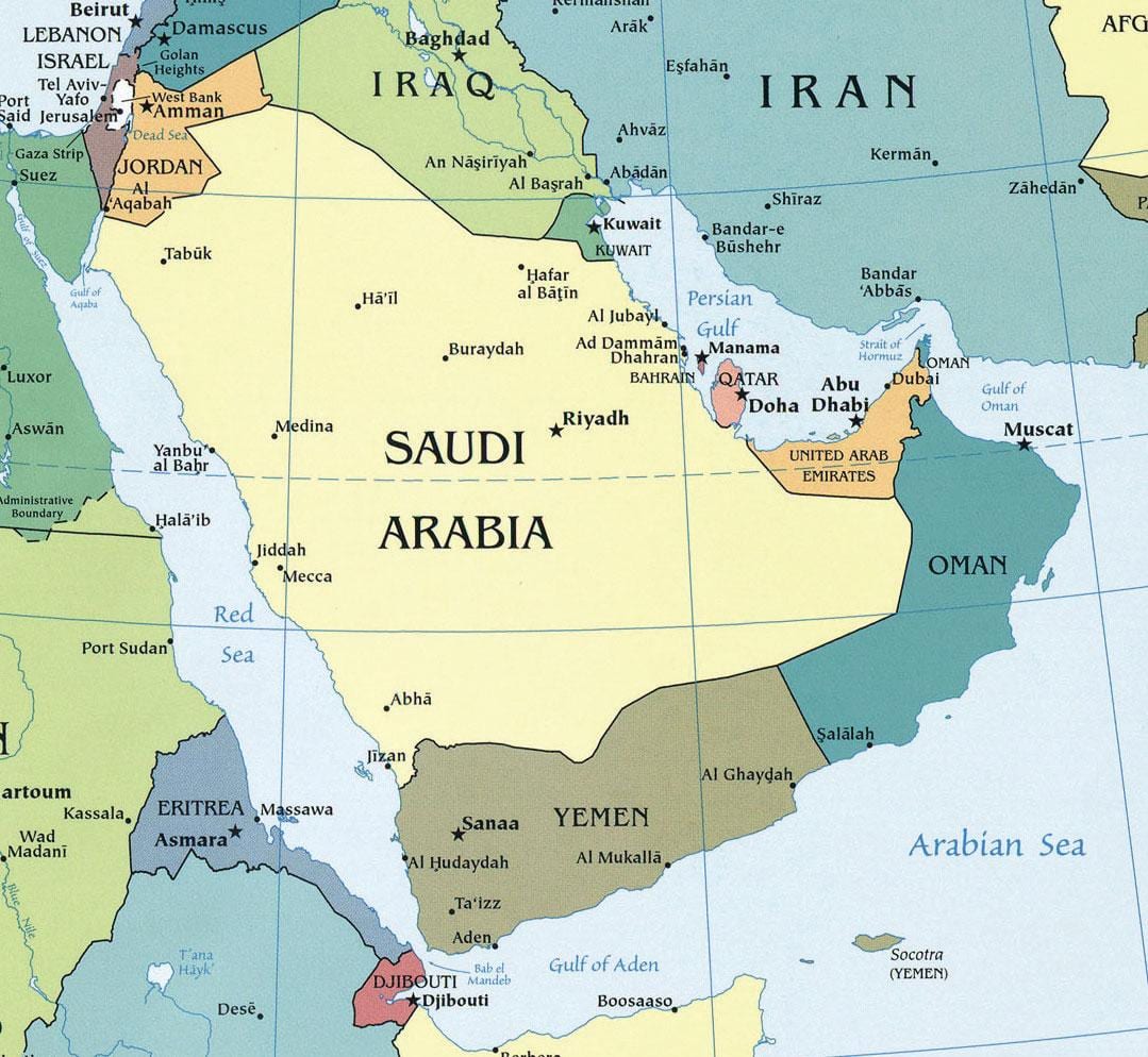 Mapa do reino da Arábia saudita 