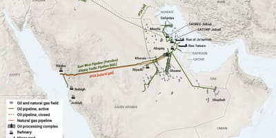 A Arábia saudita do petróleo mapa