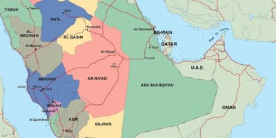 Mapa da Arábia saudita cidades