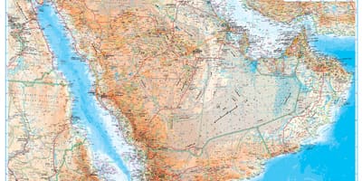 Mapa da Arábia saudita topográfico