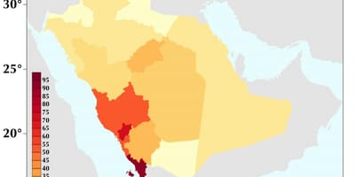 A Arábia saudita densidade populacional mapa