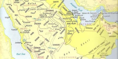 Mapa da Arábia saudita tribos