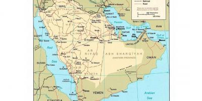 A Arábia saudita mapa com cidades principais