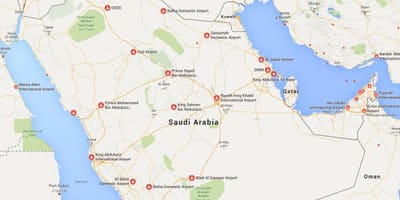 A Arábia saudita aeroportos mapa