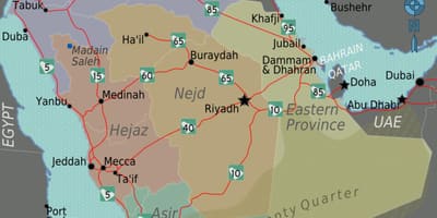 KSA mapa com cidades