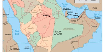 Mostrar mapa de Arábia saudita
