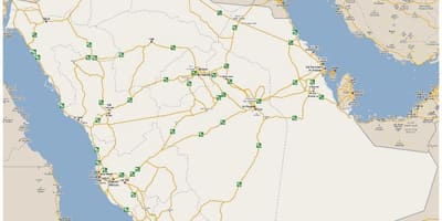 Mapa detalhado da Arábia saudita
