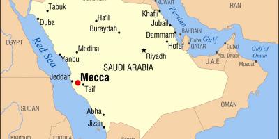 Mapa de meca na Arábia saudita
