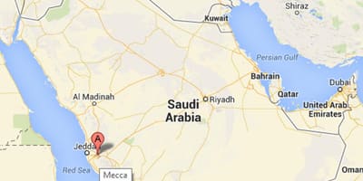 Mapa de meca na Arábia saudita
