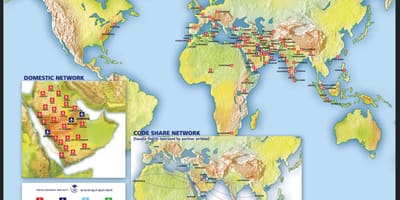 Mapa da Saudi Arabian airlines rota